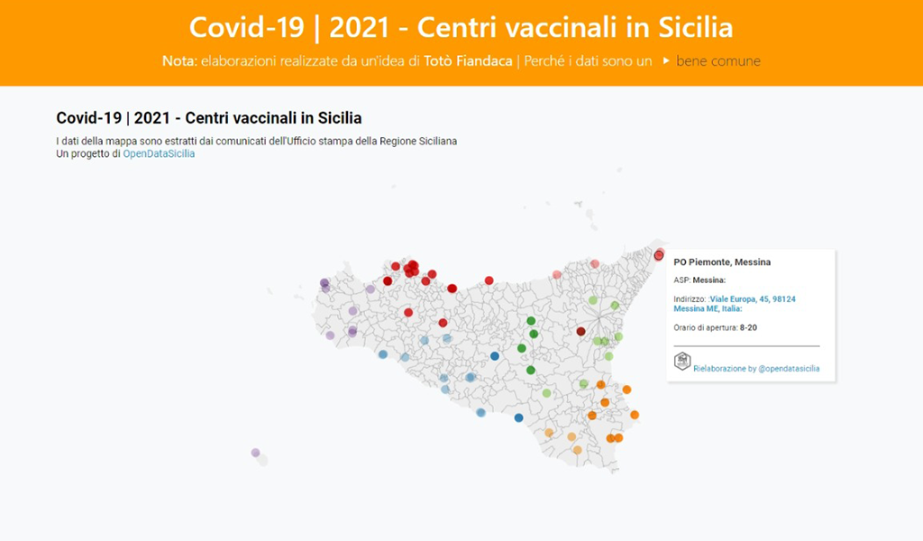 Covid-19 | 2021 - Centri vaccinali in Sicilia - By @OpenDataSicilia