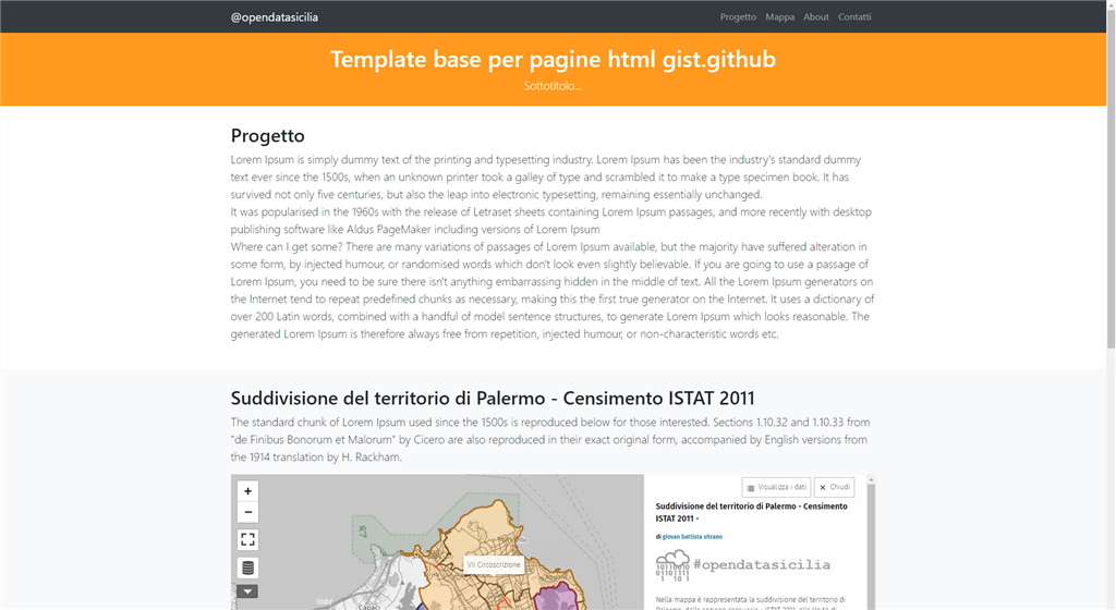 Template base per pagine html gist.github - By @OpenDataSicilia